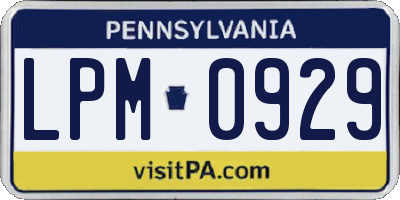 PA license plate LPM0929