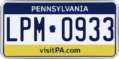 PA license plate LPM0933