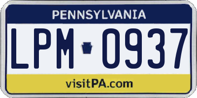 PA license plate LPM0937