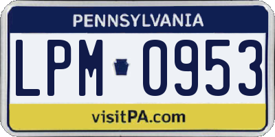 PA license plate LPM0953