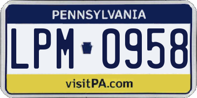 PA license plate LPM0958