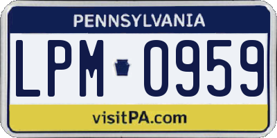 PA license plate LPM0959