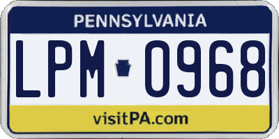 PA license plate LPM0968
