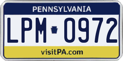 PA license plate LPM0972