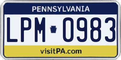 PA license plate LPM0983