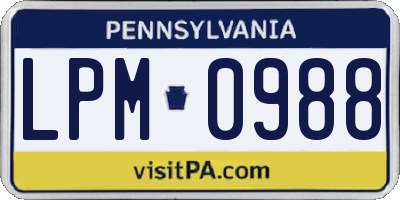 PA license plate LPM0988