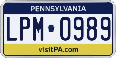 PA license plate LPM0989