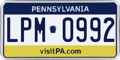 PA license plate LPM0992