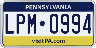 PA license plate LPM0994