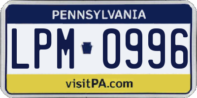 PA license plate LPM0996