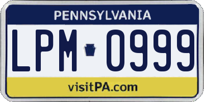 PA license plate LPM0999