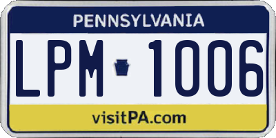 PA license plate LPM1006