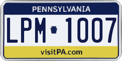 PA license plate LPM1007