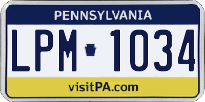PA license plate LPM1034