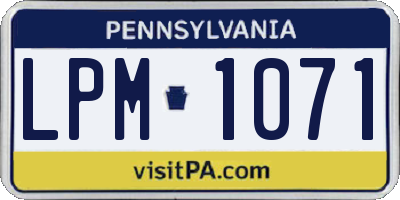 PA license plate LPM1071
