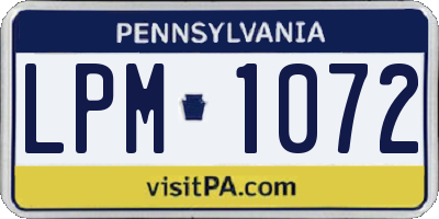PA license plate LPM1072