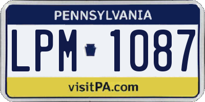 PA license plate LPM1087