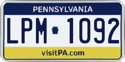 PA license plate LPM1092