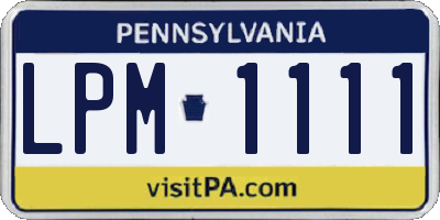 PA license plate LPM1111