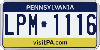 PA license plate LPM1116