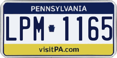 PA license plate LPM1165