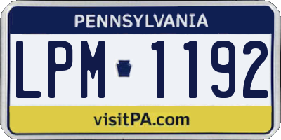 PA license plate LPM1192