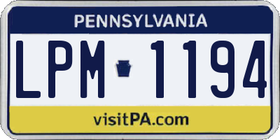 PA license plate LPM1194