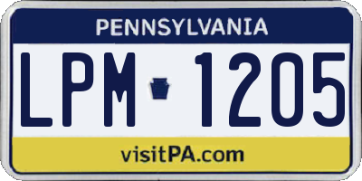 PA license plate LPM1205