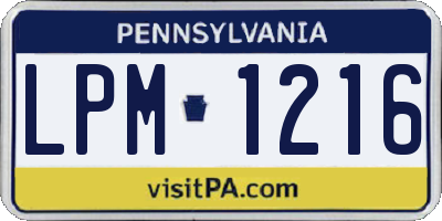 PA license plate LPM1216