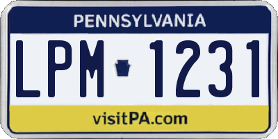 PA license plate LPM1231