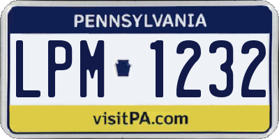 PA license plate LPM1232