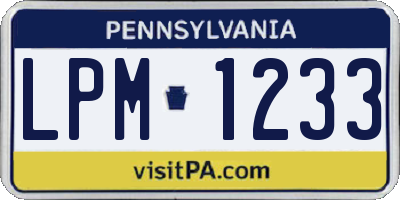 PA license plate LPM1233