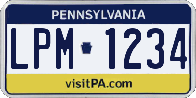 PA license plate LPM1234