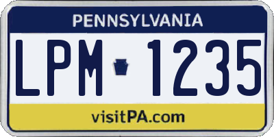 PA license plate LPM1235