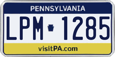 PA license plate LPM1285