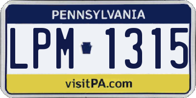 PA license plate LPM1315