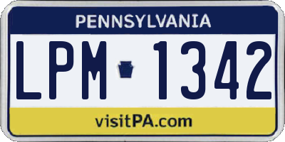 PA license plate LPM1342