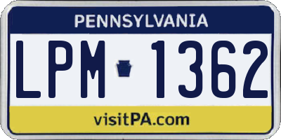 PA license plate LPM1362