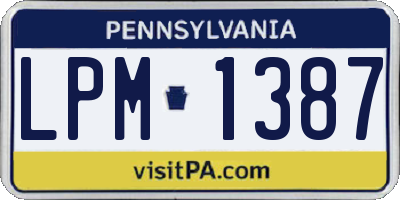 PA license plate LPM1387
