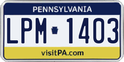 PA license plate LPM1403