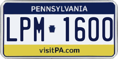 PA license plate LPM1600