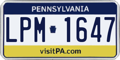 PA license plate LPM1647