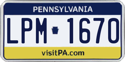 PA license plate LPM1670