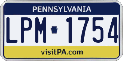 PA license plate LPM1754