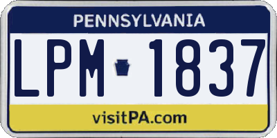 PA license plate LPM1837