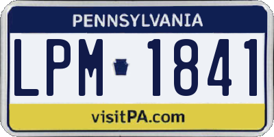 PA license plate LPM1841