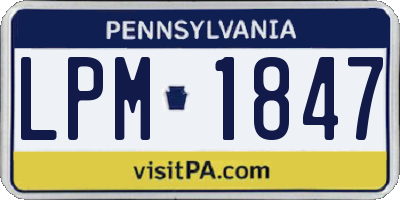 PA license plate LPM1847