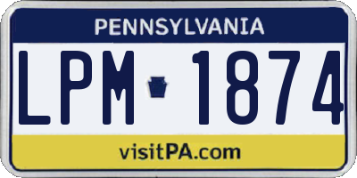 PA license plate LPM1874