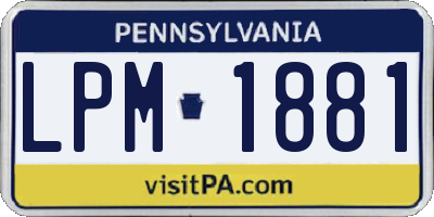 PA license plate LPM1881