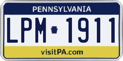 PA license plate LPM1911